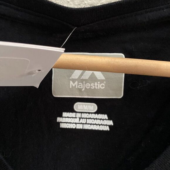 Colorado Rockies Baseball MLB Majestic V-Neck T-Shirt Size Medium NWT Black - Picture 2 of 3